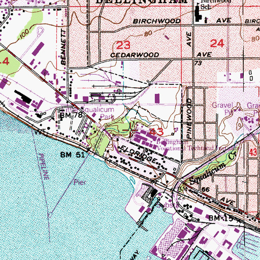 Topographic Map of Bellingham Technical College Building U, WA