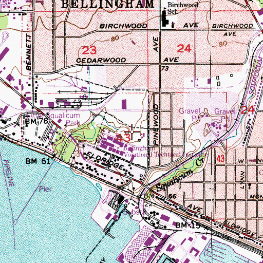 Topographic Map of Bellingham Technical College Morse Center, WA