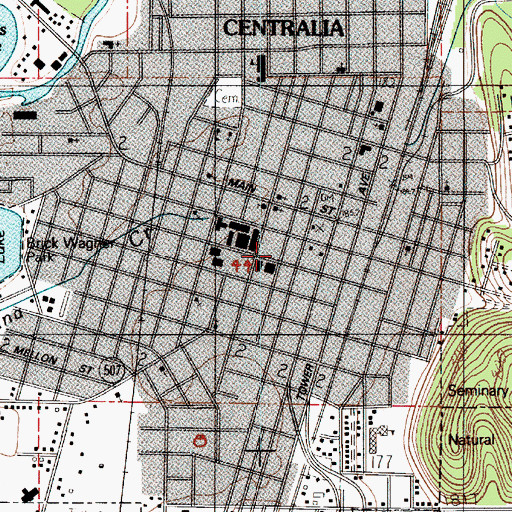 Topographic Map of Centralia College Early Childhood Education Building, WA