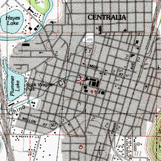 Topographic Map of Centralia College Science Center, WA