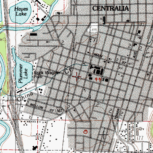 Topographic Map of Centralia College Washington Hall, WA