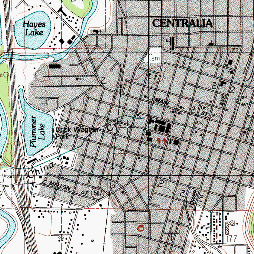 Topographic Map of Centralia College Work First Worker Retraining Intake Center, WA