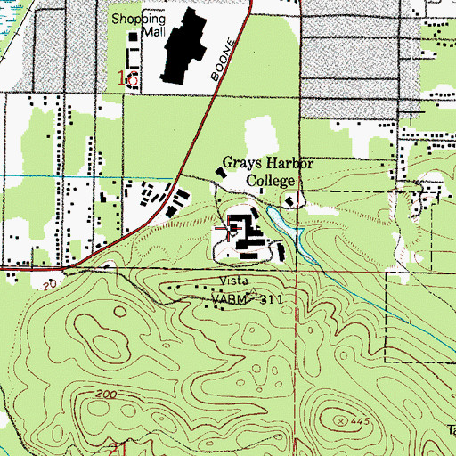 Topographic Map of Grays Harbor College Student Activities Building, WA