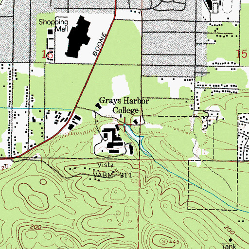 Topographic Map of Grays Harbor College Building Diesel Technology Building, WA