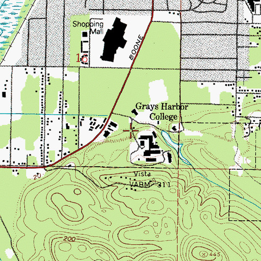 Topographic Map of Grays Harbor College Jewell C Manspeaker Instructional Building, WA