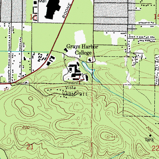 Topographic Map of Grays Harbor College Jon V Krug Industrial Technology Building, WA