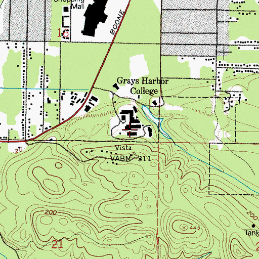 Topographic Map of Grays Harbor College Technology Building, WA