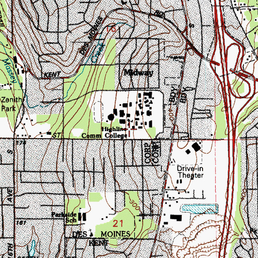 Topographic Map of Highline Community College Building 1, WA