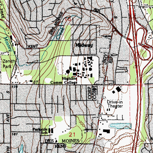 Topographic Map of Highline Community College Building 10, WA