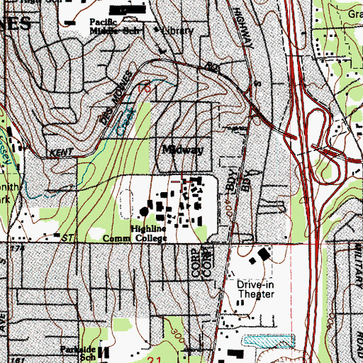 Topographic Map of Highline Community College Building 16, WA