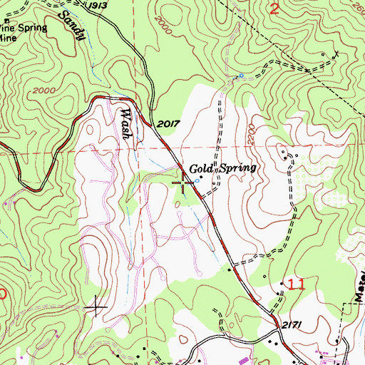 Topographic Map of Gold Spring, CA