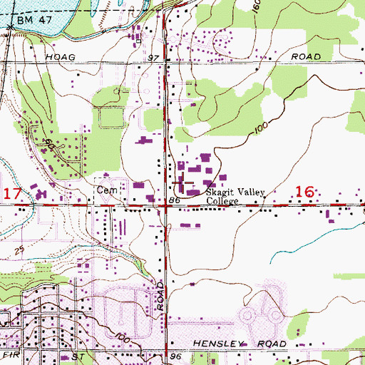 Topographic Map of Skagit Valley College Mount Vernon Campus James Ford Hall, WA
