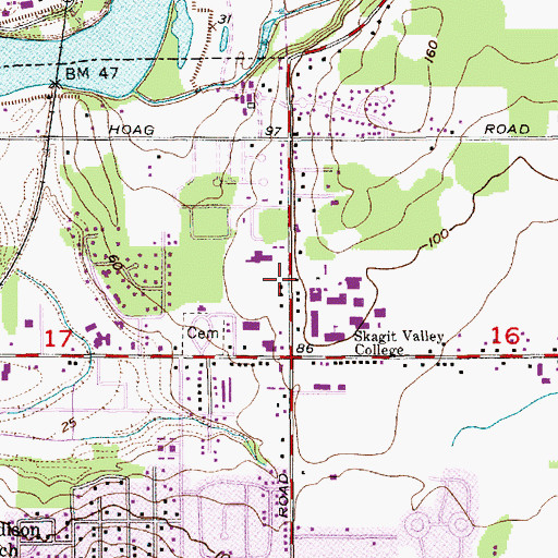 Topographic Map of Skagit Valley College Mount Vernon Campus Northwest Career and Technical Academy, WA