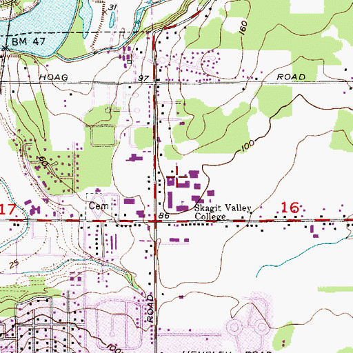 Topographic Map of Skagit Valley College Mount Vernon Campus Walter Roberts Hall, WA