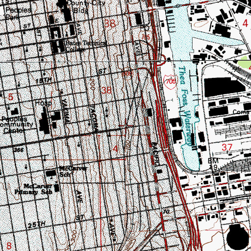 Topographic Map of University of Washington Tacoma Campus Keystone Building, WA