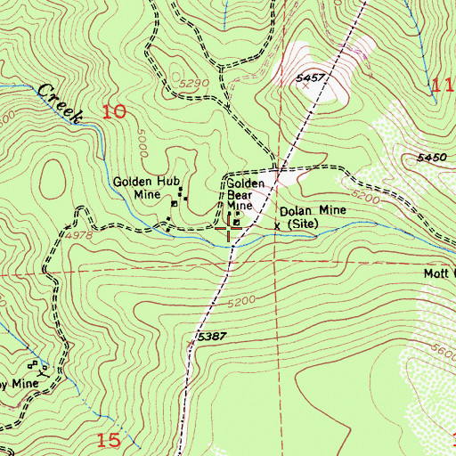 Topographic Map of Golden Bear Mine, CA