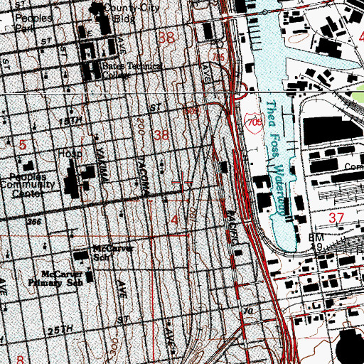 Topographic Map of University of Washington Tacoma Campus Science Building, WA