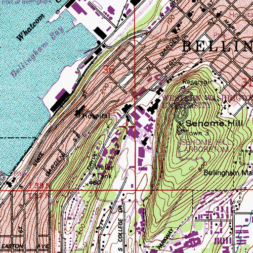 Topographic Map of Western Washington University Bond Hall, WA