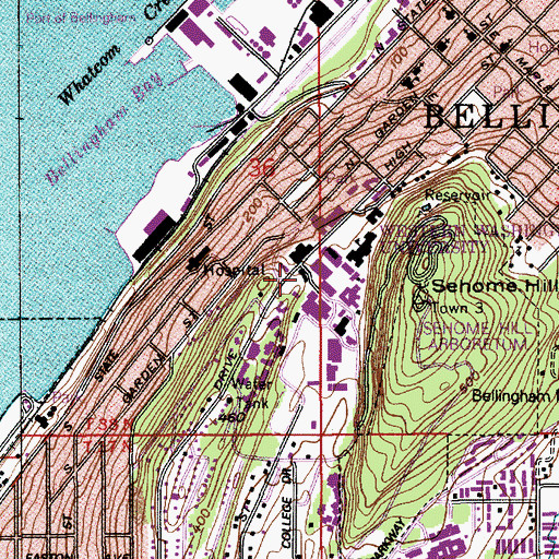 Topographic Map of Western Washington University College Hall, WA