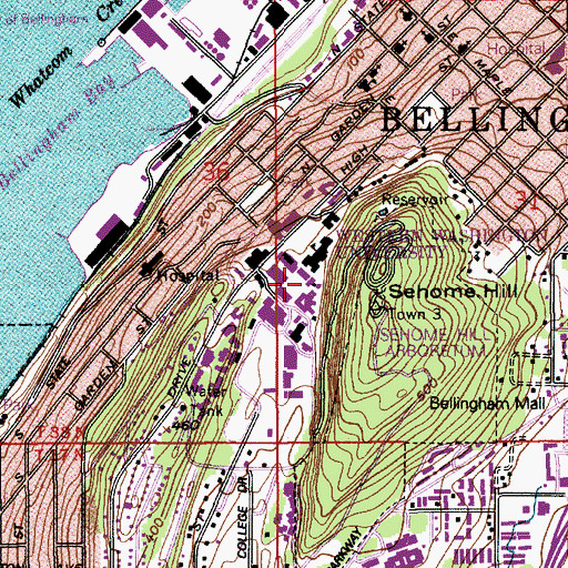 Topographic Map of Western Washington University Fraser Hall, WA