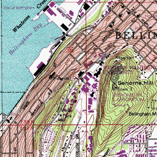 Topographic Map of Western Washington University Haggard Hall, WA