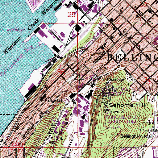 Topographic Map of Western Washington University Mathes Hall, WA