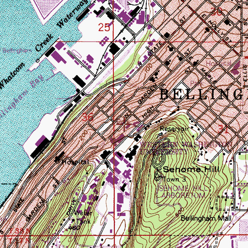 Topographic Map of Western Washington University Nash Hall, WA