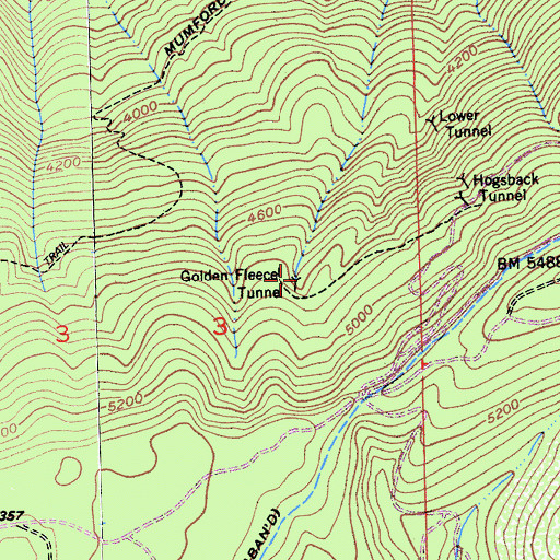 Topographic Map of Golden Fleece Tunnel, CA