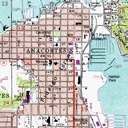 Topographic Map of Anacortes Fire Department, WA