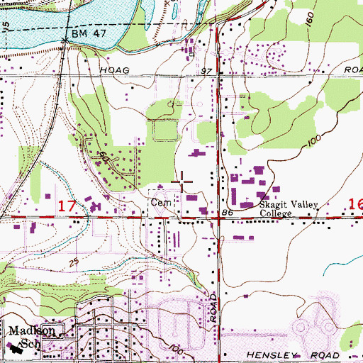 Topographic Map of Mount Vernon Fire Department Station 2 Headquarters, WA
