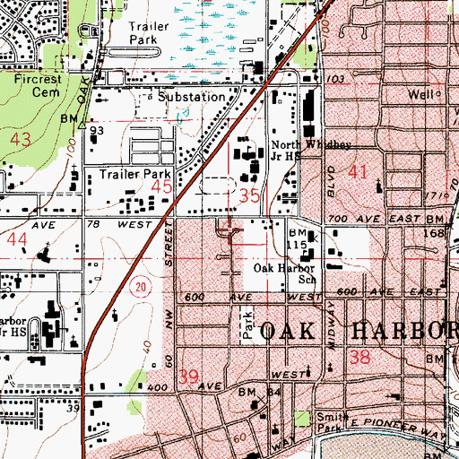 Topographic Map of Oak Harbor Fire Department Headquarters / Station 81, WA