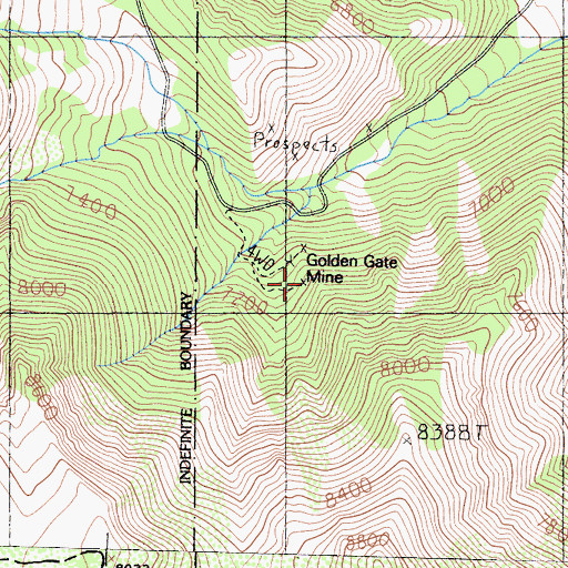 Topographic Map of Golden Gate Mine, CA