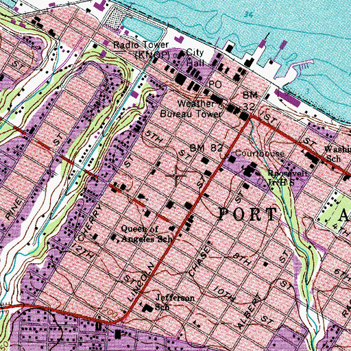 Topographic Map of Port Angeles Fire Department, WA