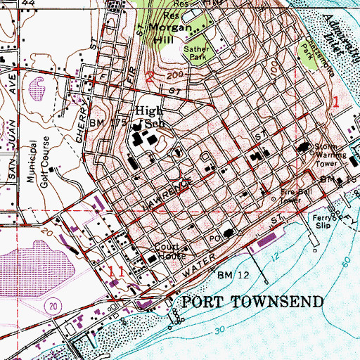 Topographic Map of Jefferson County Fire Protection District 1 East Jefferson Fire - Rescue Station 1 - 6 Uptown, WA