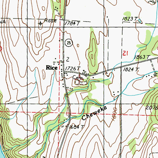 Topographic Map of Stevens County Fire District 12 Rice, WA