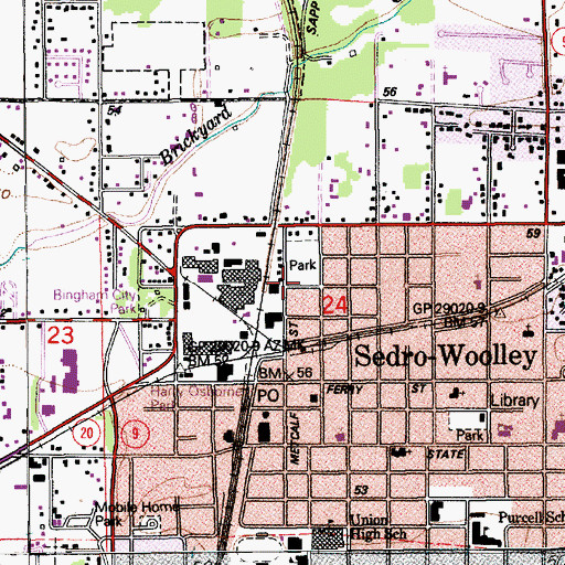 Topographic Map of Sedro - Woolley Fire Department, WA