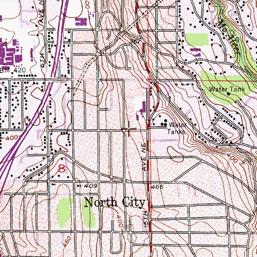 Topographic Map of Shoreline Fire Department Station 63, WA