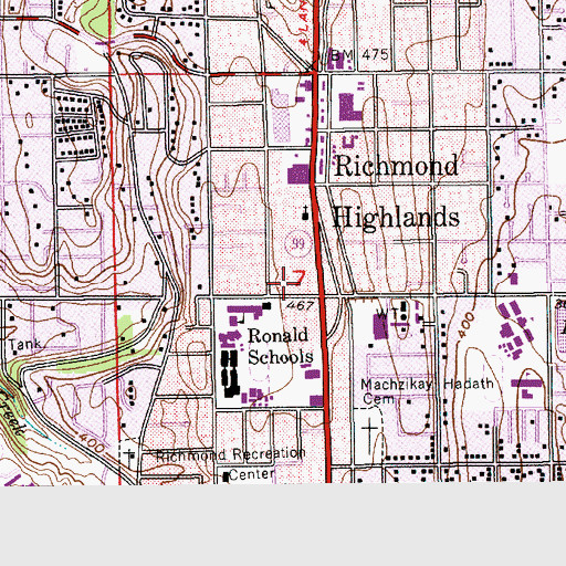 Topographic Map of Shoreline Fire Department Station 61 Headquarters, WA