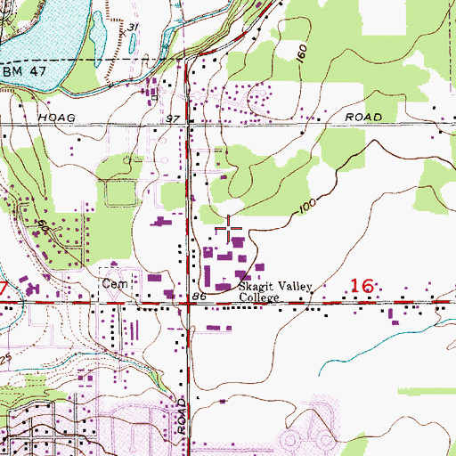 Topographic Map of Skagit Valley College Mount Vernon Campus Firefighter Training Tower, WA