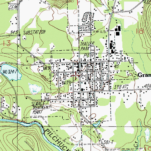 Topographic Map of Granite Falls Police Department, WA