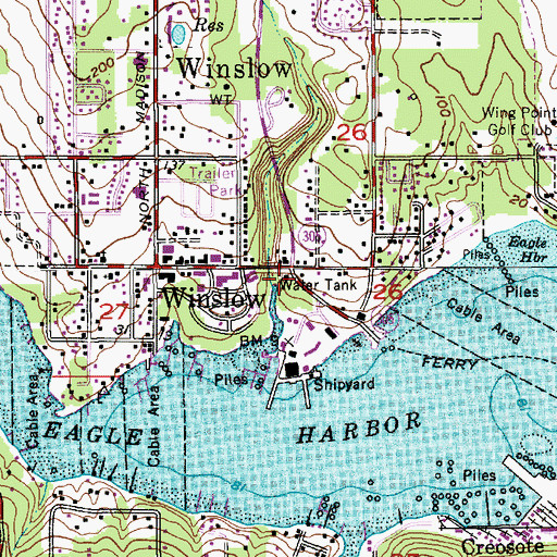 Topographic Map of Bainbridge Island Police Department, WA
