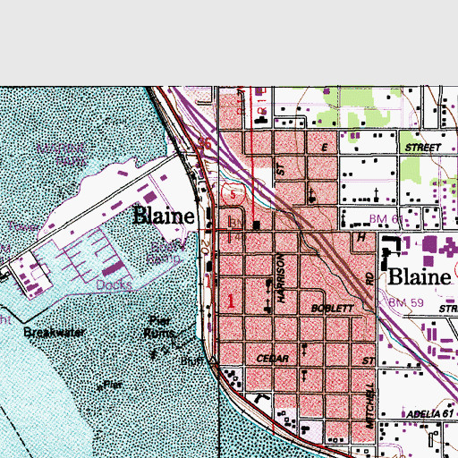 Topographic Map of Blaine Police Department, WA