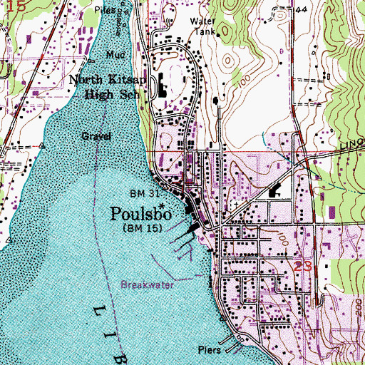 Topographic Map of Poulsbo Police Department, WA