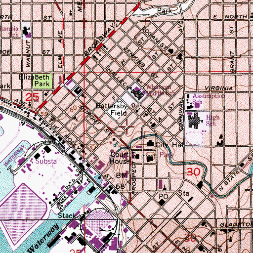 Topographic Map of Bellingham Police Department, WA