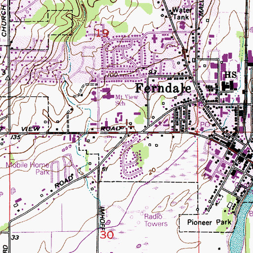 Topographic Map of Ferndale Police Department, WA