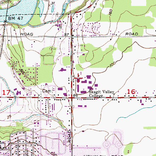 Topographic Map of Skagit Valley College Mount Vernon Campus Security, WA