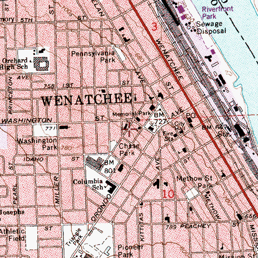 Topographic Map of Chelan County Regional Justice Center, WA