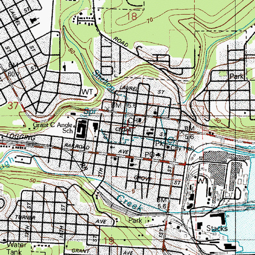 Topographic Map of Mason County Jail, WA