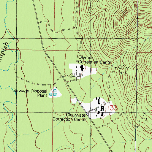 Topographic Map of Olympic Correctional Center, WA