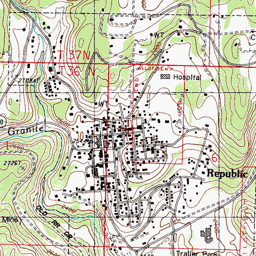 Topographic Map of Ferry County Jail, WA